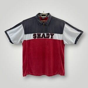 Vintage Shady Ltd Polo Mens 2XL Red Velour Colorblock 1/4 Zip Y2K Streetwear